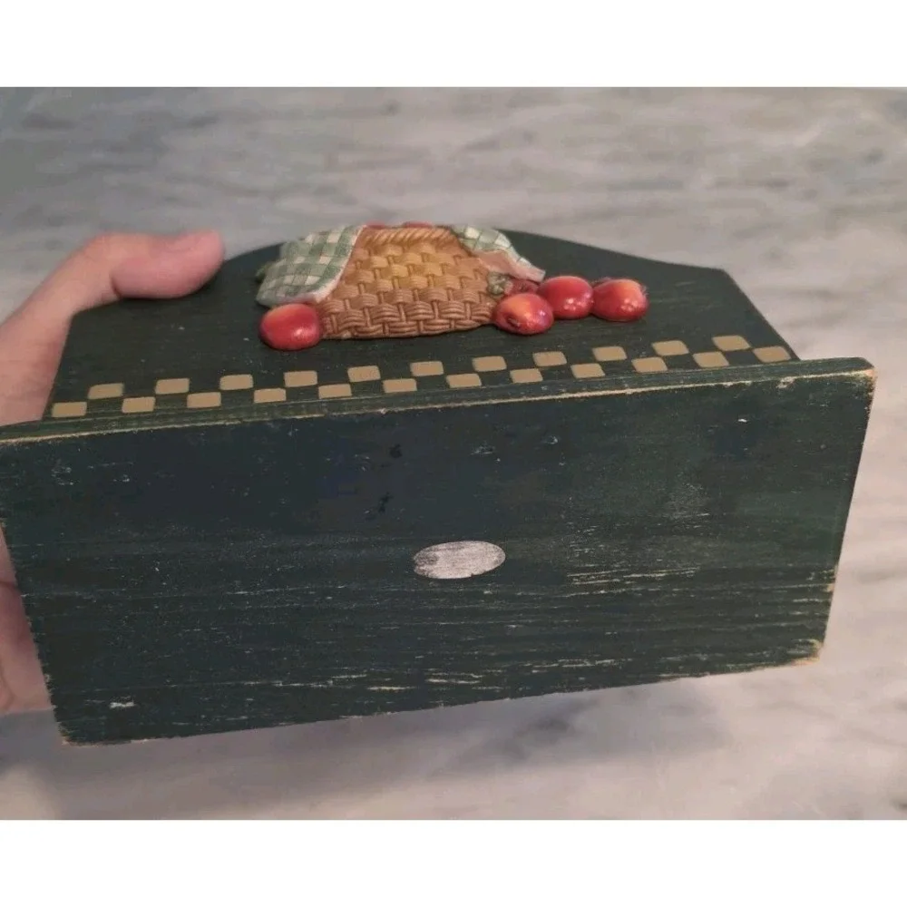 1990's Country Style Apple Wood Napkin Holder